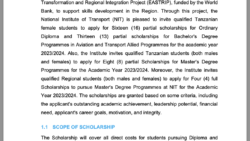 INVITATION TO APPLY FOR THE TRANSPORT EXCELLENCE SCHOLARSHIP FOR THE ACADEMIC YEAR 2023/2024